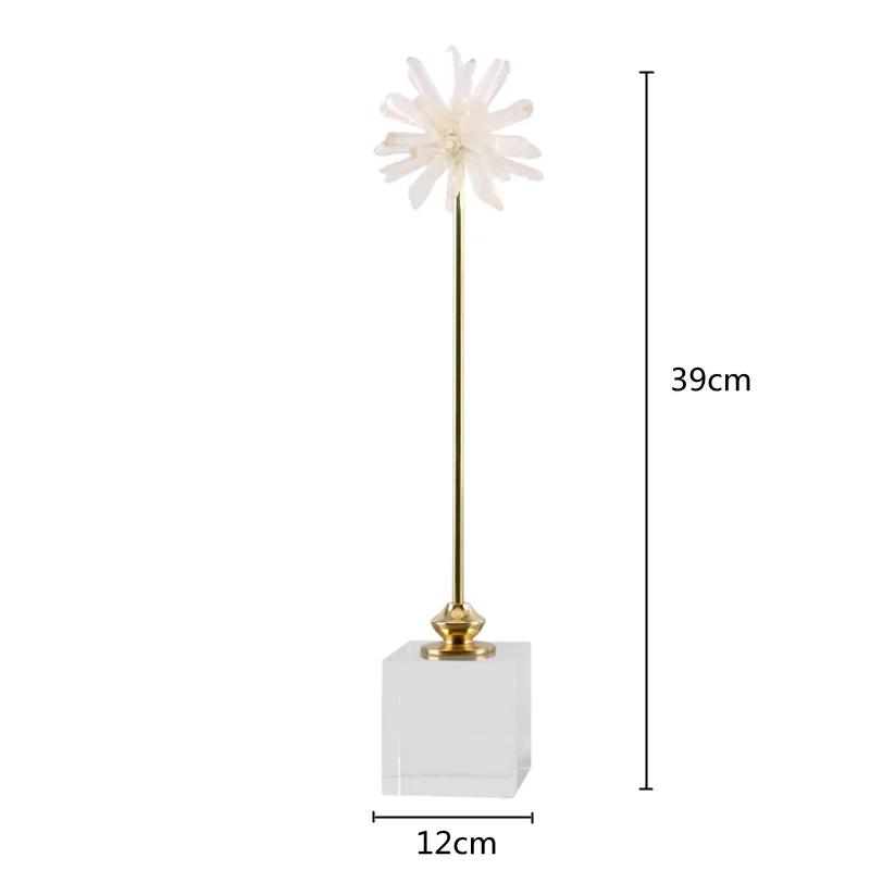 Crystal Flower Natural Crystal Agate Metal Handicraft Handmade White Artificial Flower Decorative Figurines Home Decoration