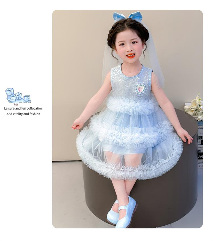 Girls' dress summer dress 2026 new stylish birthday dress princess children's mesh cake dress