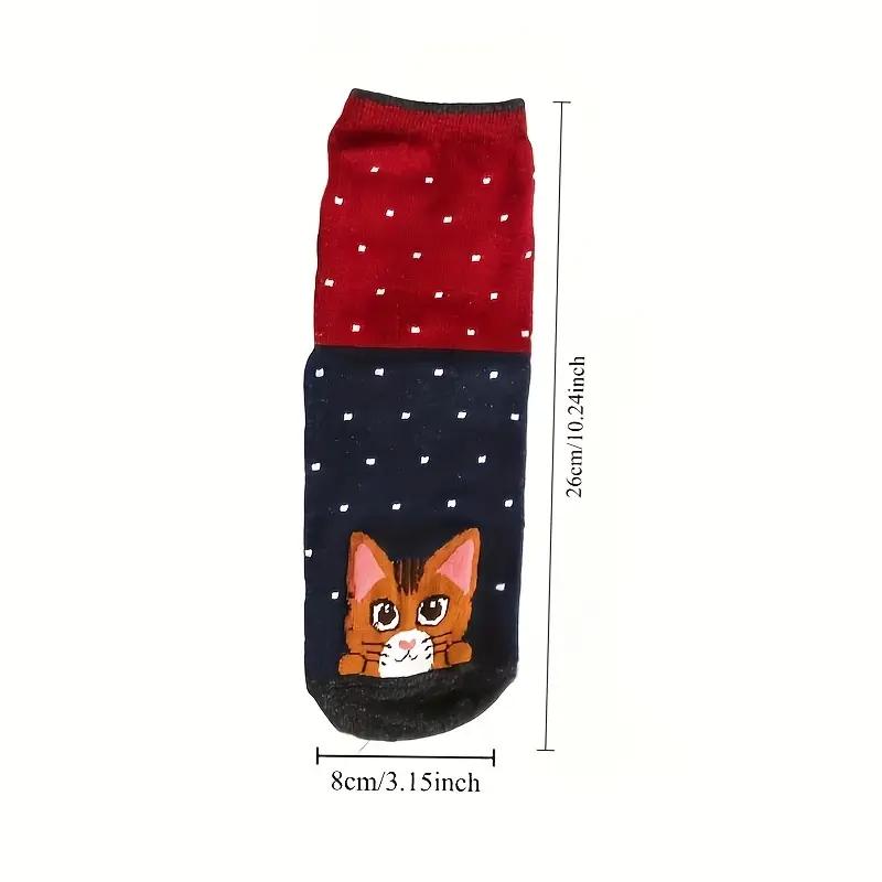 5 Paia di Calzini Carini da Donna con Cartoni Animati di Gatti e Cani. Calze di Natale. Calzini Originali. , Traspirante, Confortevole, Versatile ed Elastico. Un Regalo per Donne.