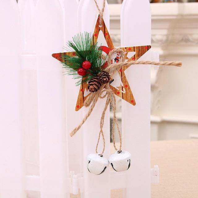 1pcs Christmas Bells Pendant Decoration New Snowflakes Pentagram Bubble Board Christmas Tree Door Pe