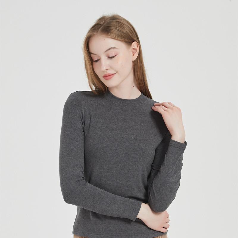 Nouă primăvară, vară, toamnă, cu gât rotund, cu mânecă lungă, tricou simplu, de înaltă calitate, pentru femei, tricouri de bază elastice, topuri casual pentru femei, tricou subțire