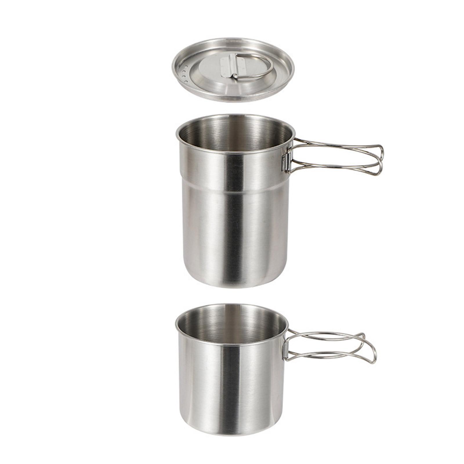 

Stainless Steel Coffee Mug Folding Handle Coffee Cup Outdoor Camping Portable Cookware Pot for Hiking Backpacking