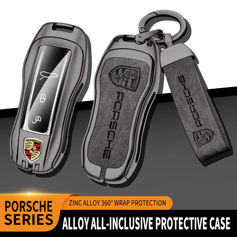 Alloy Leather Car Key Case Holder Protection For Porsche Panamera Carman Macann Bobst Cayenne 911 981 991 970 9969n Sticker LF0