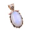 Natural Rainbow Moonstone Gemstone 925 Solid Silver Two Tone Pendant 1.50" s6c99