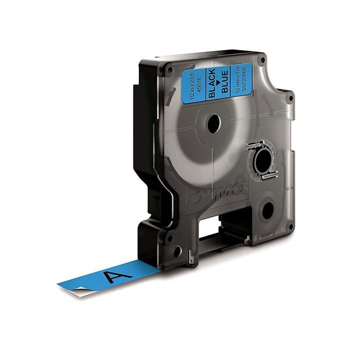 DYMO LabelManager cassette ruban D1 12mm x 7m Noir/Bleu (compatible avec les LabelManager et les LabelWriter Duo)