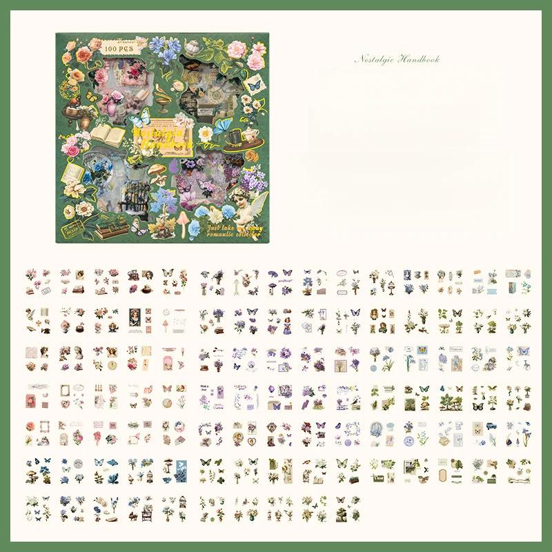 100Pcs/Pack PET Vintage Stickers for Children Journal Materials Creative DIY Dairy Notebook Sticker