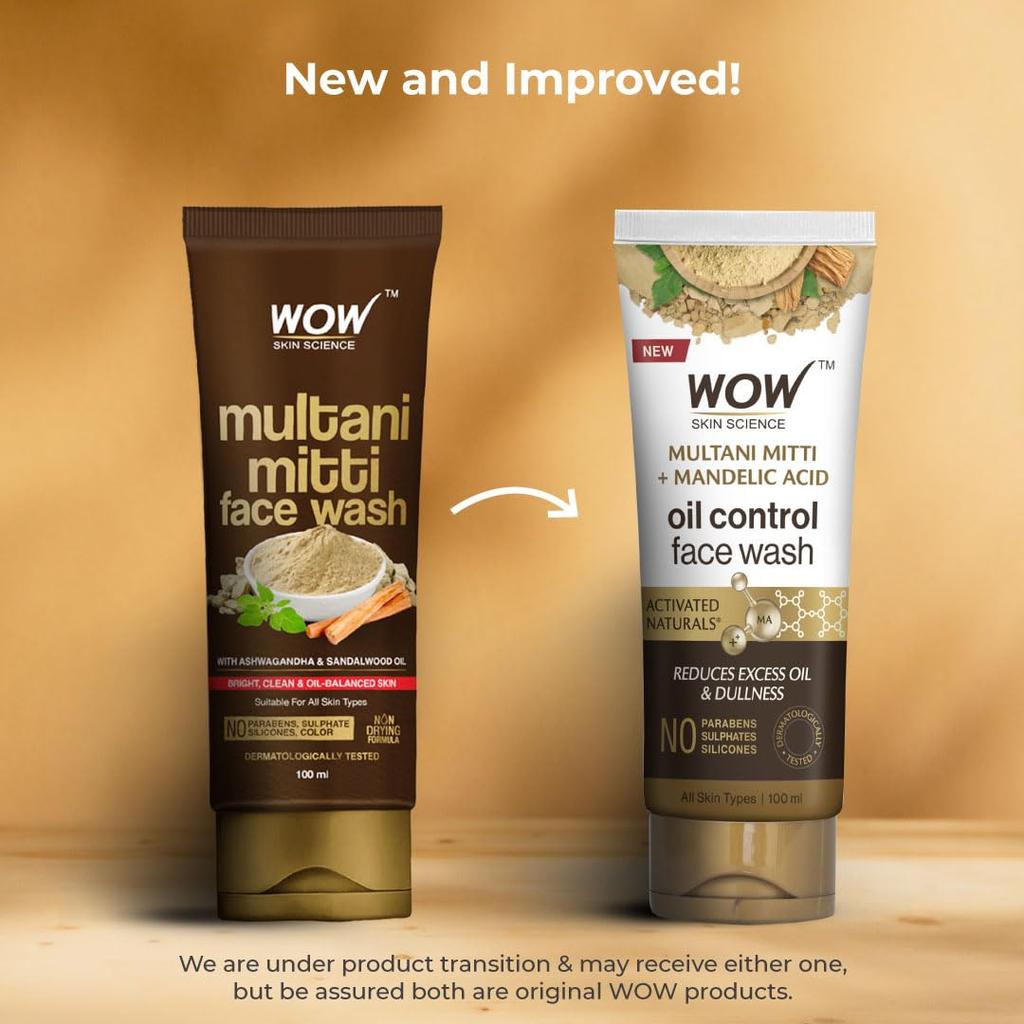 WOW Skin Science Purifying Multani Mitti Face Wash for All Skin Types 100 Ml Pack of 1 Brightens Skin