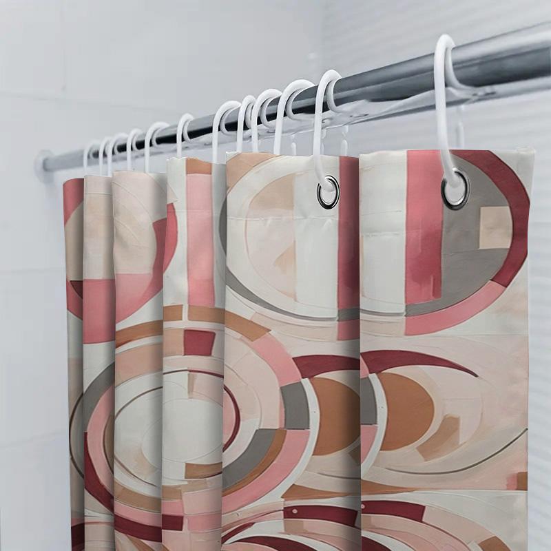 Colorful Abstract Circle Shower Curtain Home Decor Waterproof Bath Rug Set Multicolor 3D Printed Polyester Fabric
