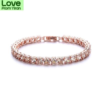 S925 Sterlingsilber Romantisches Roségold Glitzerndes Edelsteinarmband