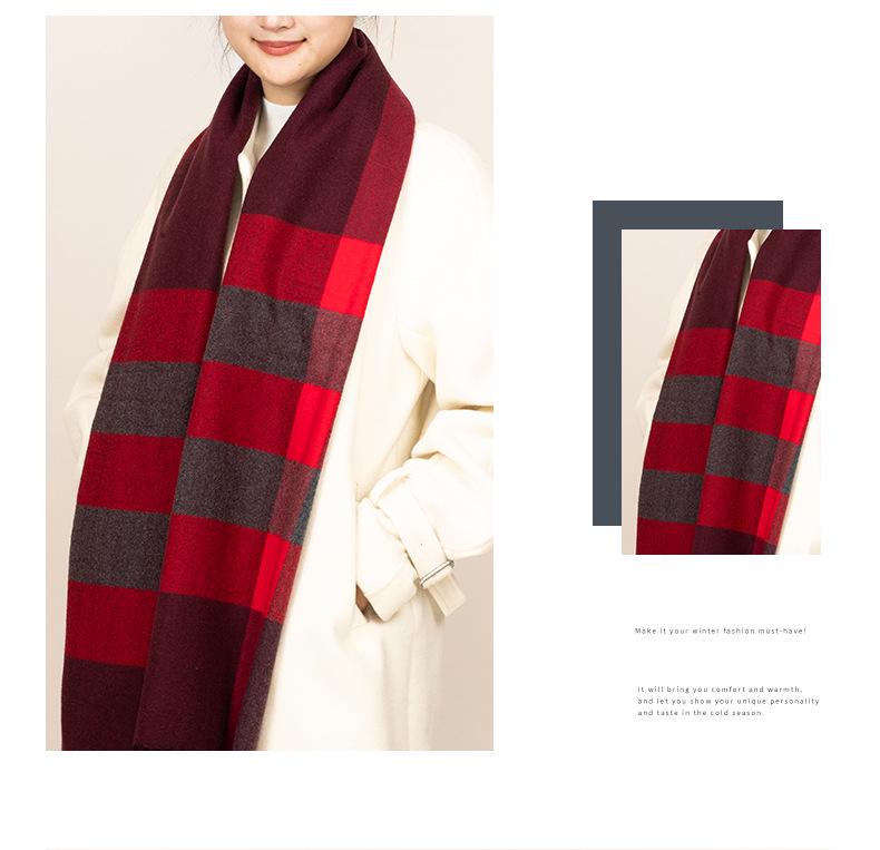 Korean Style Red Plaid Scarf: Cozy Winter Neck Warmer & Elegant Christmas Gift