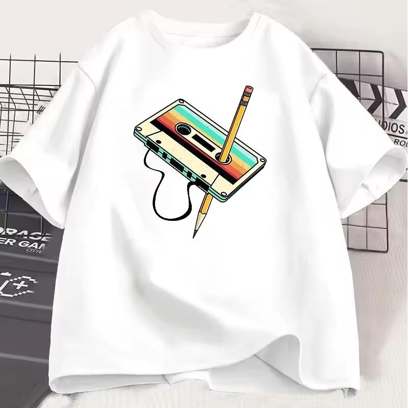 

Men s Women s Short Sleeve 80s Cassette Ribbon Pencil 1980s Retro Music Men s Women sT-Shirt Oversized Loose Couple s T-Shirts 5XL різнокольоровий