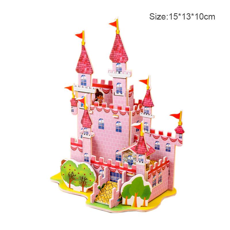 Cartoon Castle Construction Model 3D Paper Card Puzzle Jigsaw Toys For Children Handmade DIY Interest Educational Toys