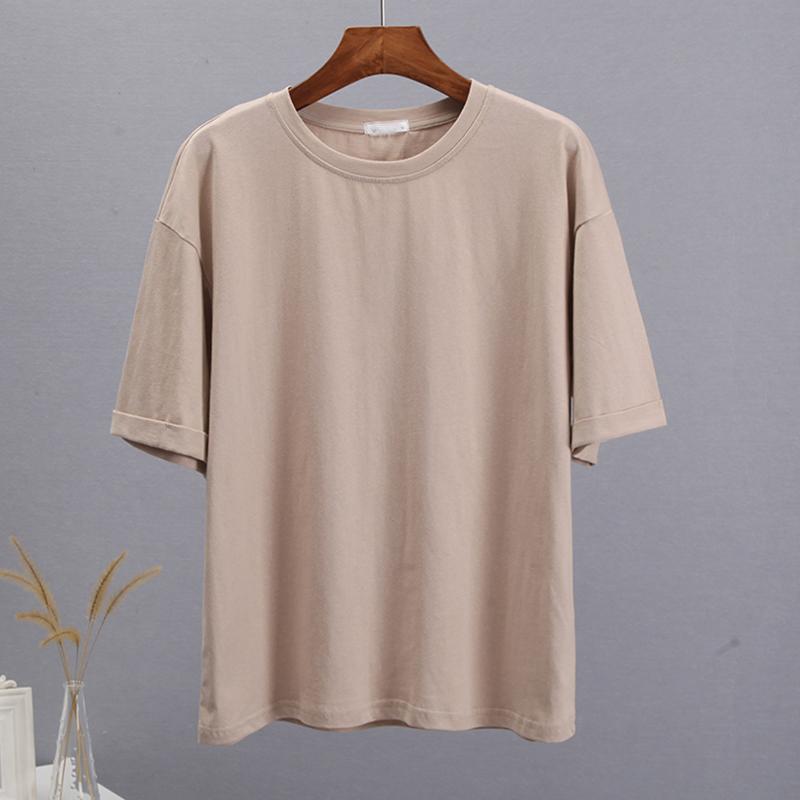 Tricou cu mânecă scurtă pliat de vară Hirsionsan, pentru femei, din bumbac confortabil, tricouri largi, ocazional, tricou supradimensionat, cu gâtul în formă de O, topuri simple pentru femei