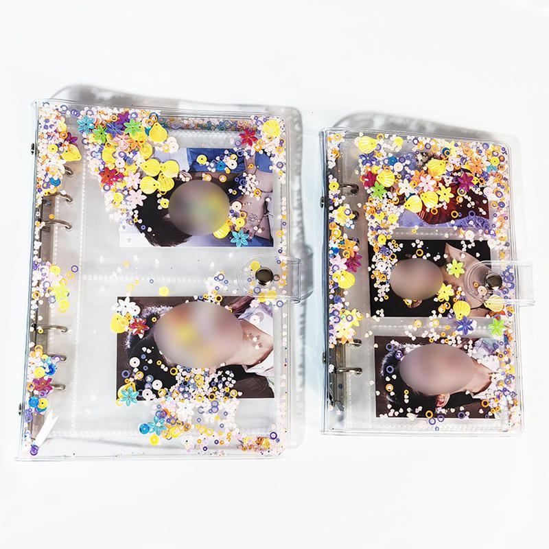 2025 A5 A6 Glitter Bead Shell Transparent Notebook Planner Organizer Binder Books Journal Spiral Personal Clear Shell