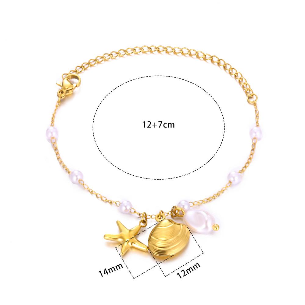 Freshwater Pearl Jewelry Set Shell Starfish Star Necklace Anklet Sets For Women Fashion Stainless Steel Chain Party Daily Gifts