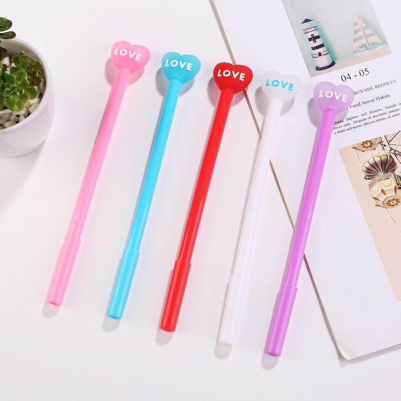 1pc Heart Shaped Gel Pens Teachers Gifts Cartoon Signature Pen Cute Gel Pen School Writing Pens Stationery Back To School Season