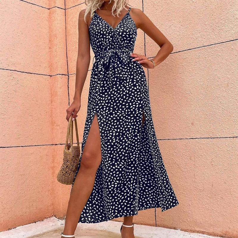 Vacation and Casual Style Floral Halter Dress for Women's Spring and Summer