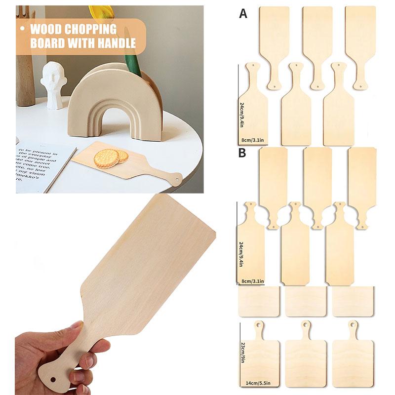 Set of 6 Wooden Cutting Boards Mini Paddle Boards for Serving Charcuterie Snacks Cheese Bread Food Photography Props Unique Shap