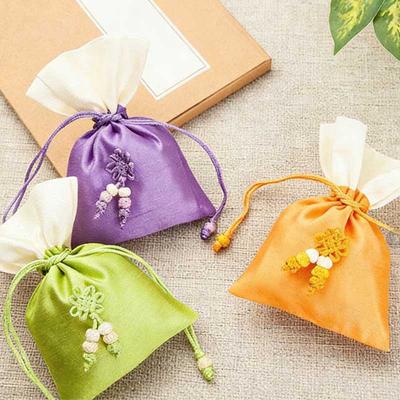 Chinese Knot Drawstring Storage Bag Candy Bag Spice Bag Chinese Style Sachet for Filled Fragrant Herbs Coin Purse