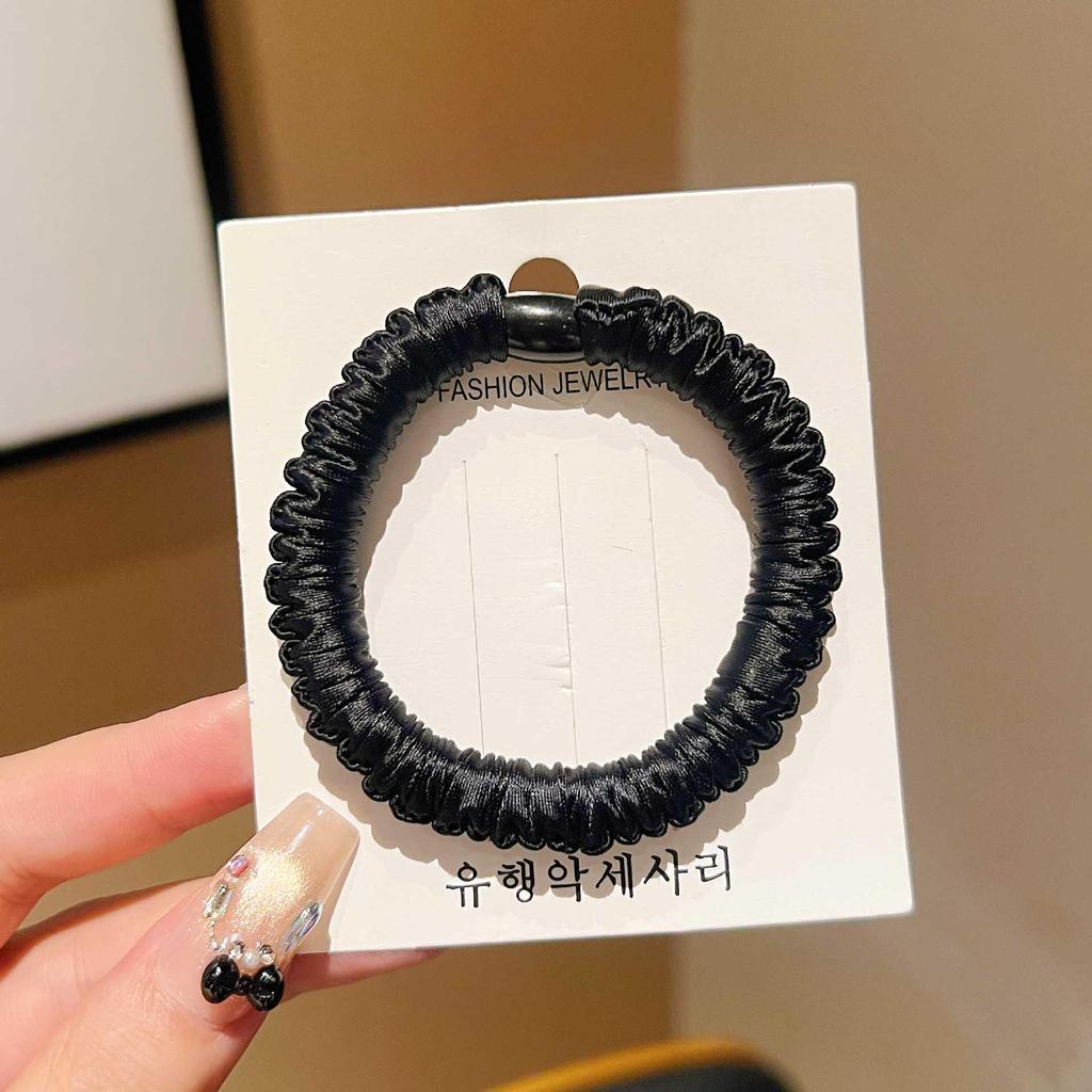 Premium Korean Style Ice Silk Pleated Hair Tie - Elastic Soft Ring for Simple Ponytails