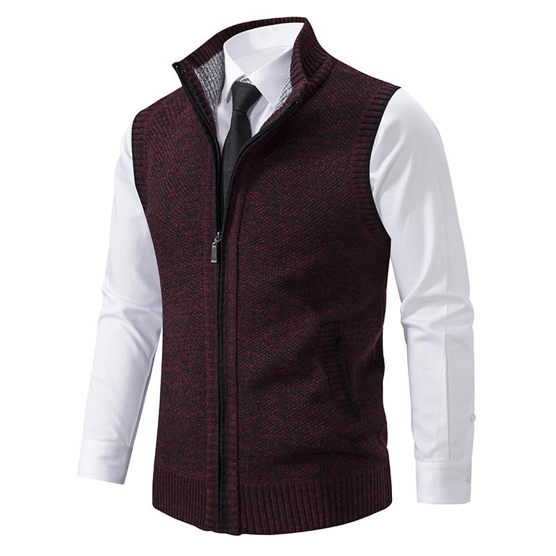 Gilet Maglione Senza Maniche Lavorato a Maglia da Uomo Lana Velluto Cardigan con Cerniera Collo Reversibile Pullover Maglione a Collo Alto Cappotto Maglia Gilet Maglia