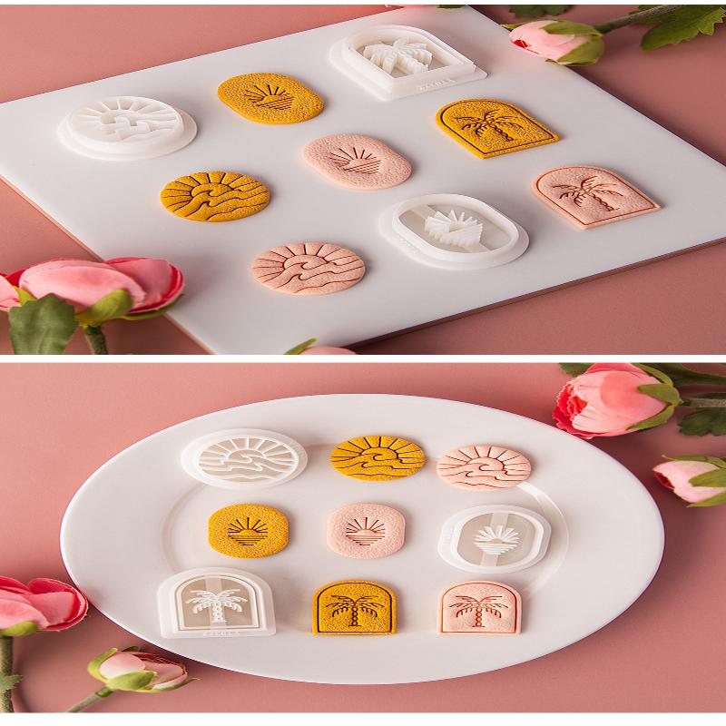 Sunset By The Sea Polymer Clay Cutters Diy Embbossed Making Pottery Clay Earrings Jewelry Pendant Tools