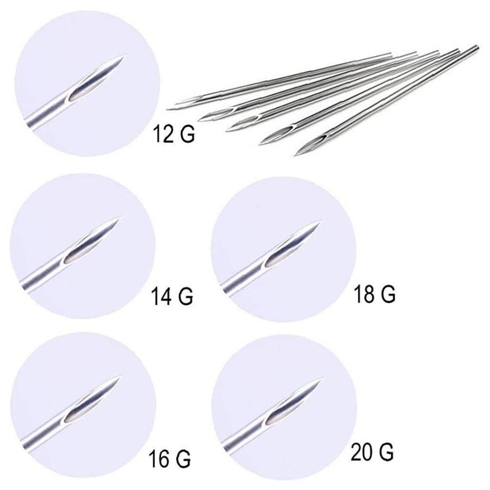 Piercing Needles Mixed Sizes 12G 14G 16G 18G and 20G Disposable Body Piercing Needles Piercing Suppl