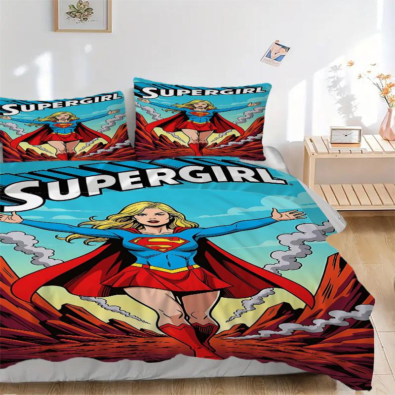 

3pcs Superhero, Supergirl Duvet Cover Set (1 Duvet Cover + 2 Pillowcases, No Core) - Comfortable, And Breathable Bedroom Decoration yy251104001 135x200cm