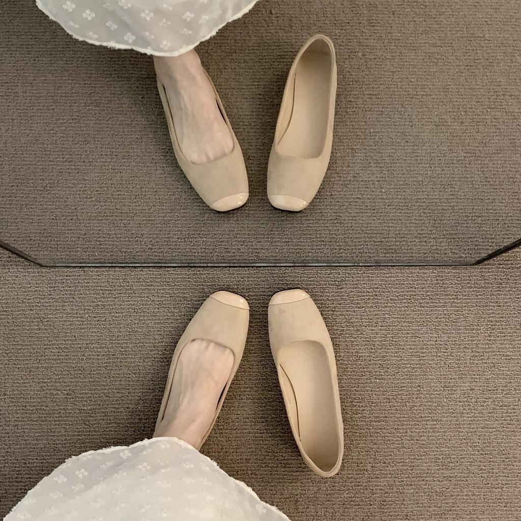 Flat-bottomed French temperament apricot single shoes fairy shoes spring and autumn 2025 new summer gentle small fragrant wind evening grandma shoes