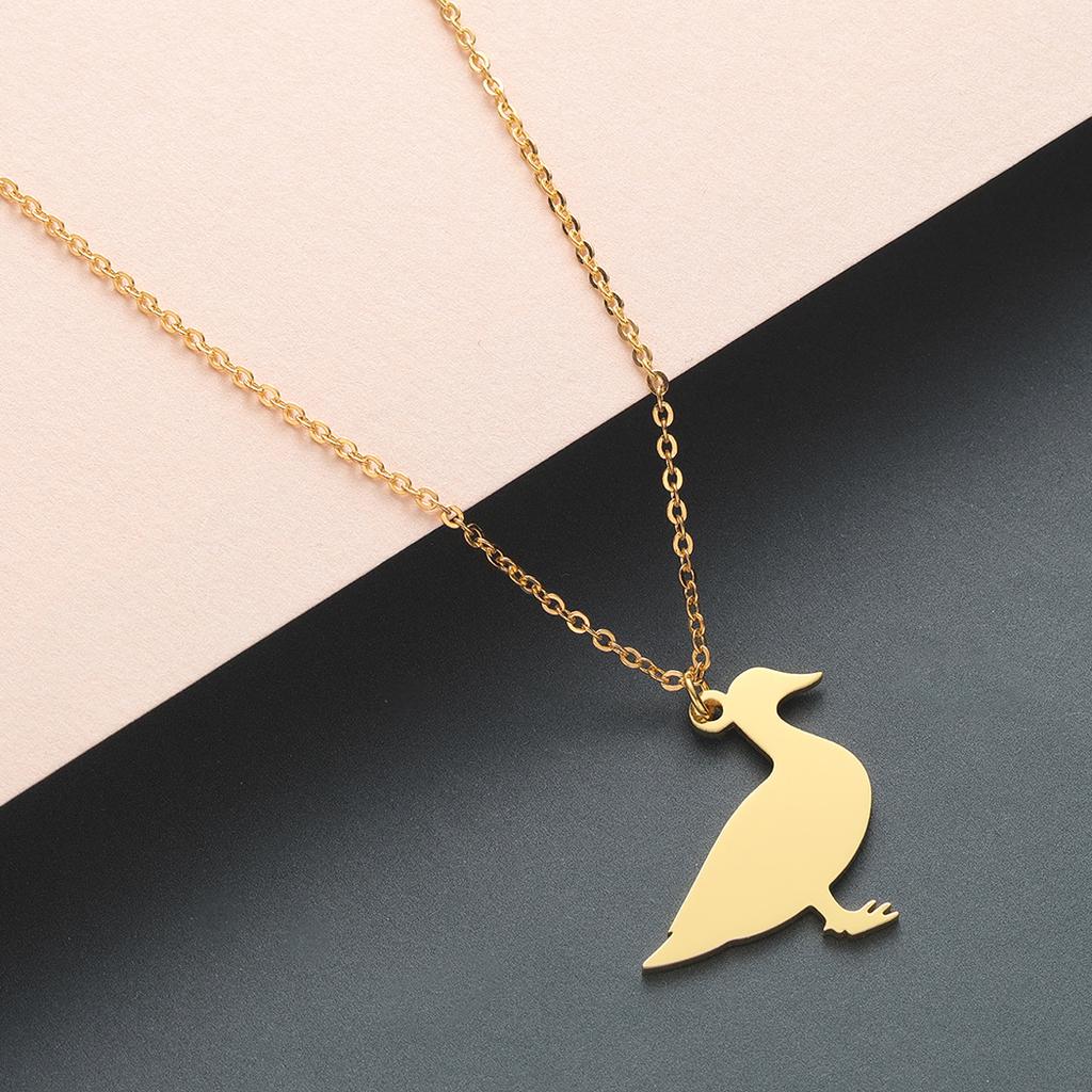 Kinitial Stainless Steel Duck Charm Necklaces Animal Jewelry Cute Bird Pendant Necklace For Women Girl Birthday Gift Wholesale