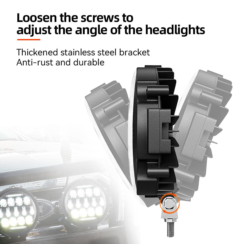 7-inch 51W13LED  Round Led Lights Spotlight Super Bright Offroad LED  Bar Adjustable Mounting Bracket Daytime Running Light