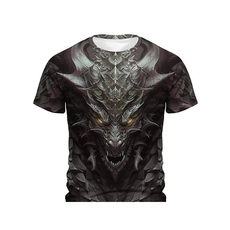 

Men s printed T-shirt Dragon 3D Summer Casual Men s street T-shirt Outdoor sports short sleeve urban fashion 5XL