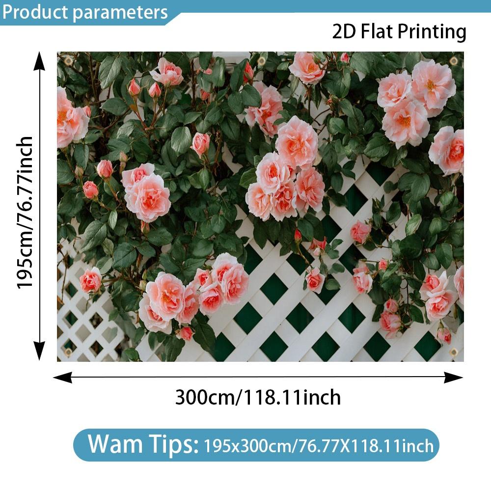 1Pcs Sunshade Pink Roses Trellis Decoration Background Winter Backdrop Decorations For Photo Studio Photo Booth Christams Party