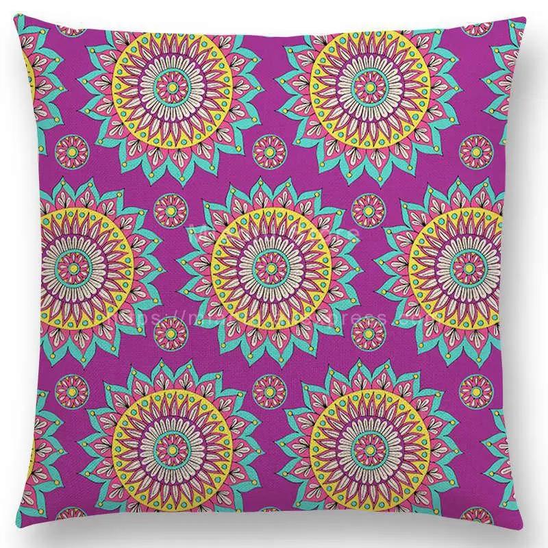 Neuheiten Boho Bunt Sonnenaufgang Regenbogen Diamantblumen Blüte Paisley Blumenmuster Mandalas Drucke Kissenbezug Kissen