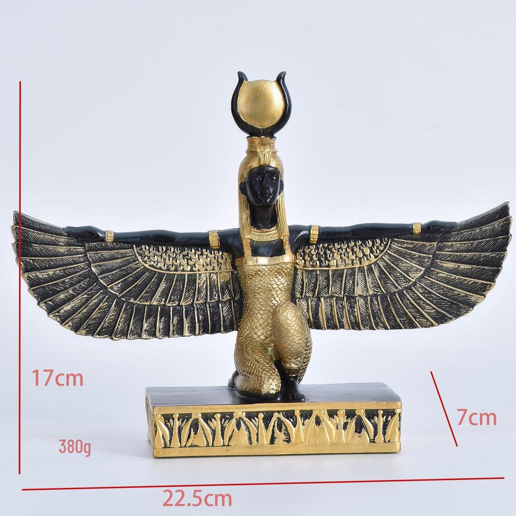 Egyptian Winged Earth Goddess Resin Figurine for Home, Club, Museum, or Hotel Décor