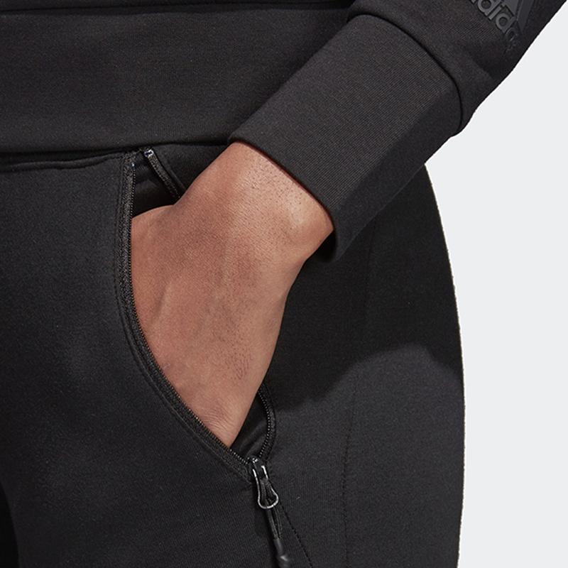 Adidas Solid Color Side Zipper Cropped Sports Pants Women Bottoms Black DM4459
