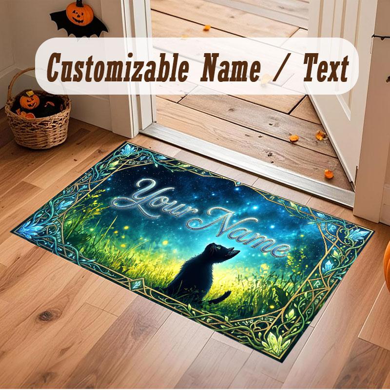Fantasy Magic Theme Crystal Velvet Floor Rug Personalized Custom Name Text Warm Carpet Home Decoration