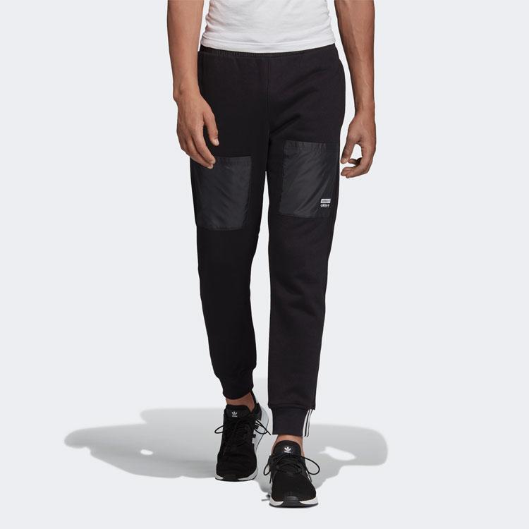 Adidas Originals Trefoil Vocal Pants Logo Print Spliced Joggers Men Bottoms Black FP7708