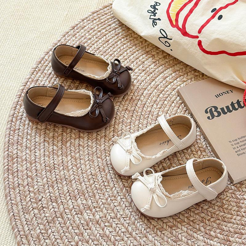 Girls small leather shoes autumn new children soft-soled beanie shoes girl baby bow princess shoes little girl single shoes