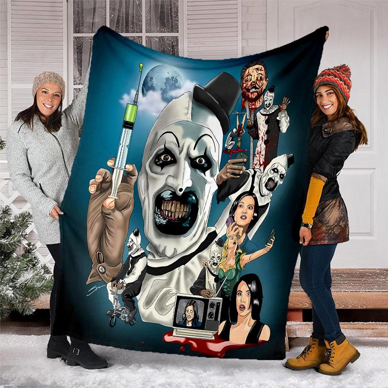 Coperta plaid stampata Art the Clown Terrifier1—leggera, morbida, calda;coperta versatile per tutte le stagioni—perfetta come coperta per l'aria condizionata, coperta per il riposino