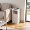 Slim Bedside Table Set of 2 Narrow Bedside Cabinet, White