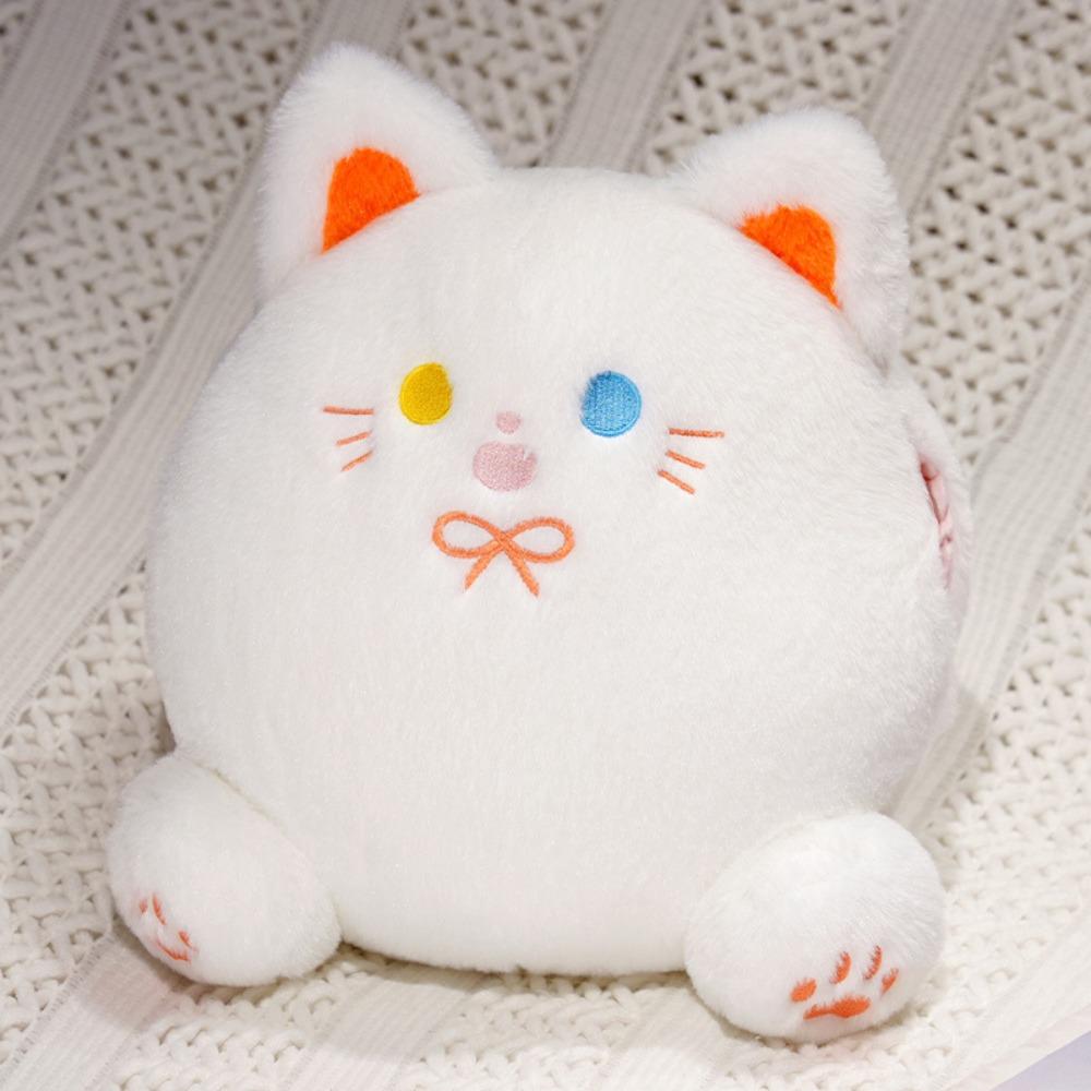 with Hand Pocket White Cat Plush Pillow Smile Black Cat Plush Doll  Home Decor