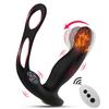 Control Wireless 3 ÎN 1 Încălzire Mișcare Oscilantă Vibrator Dildo Inel Dublu pentru Penis Masaj Prostate Masculine Jucării Sexuale pentru Adulți Masturbator pentru Cupluri 10 Moduri de Vibrații