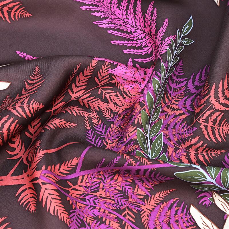 MARJA KURKI Rustling Leaves Pattern Mulberry Silk Scarf Shawl