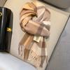 New pure wool plaid scarf British men and women couples winter warm double-sided fringed high-end scarf