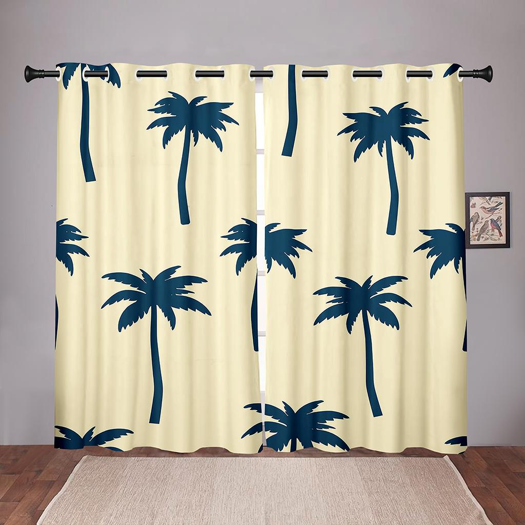 

Растение Кокосовая Пальма Красочные Светонепроницаемые Шторы для Окна для Детской Детской Гостиной Спальни Ванной Кухни Дверь 2 Штуки Крючки W50 X H130(CM)X2&Grommet Top