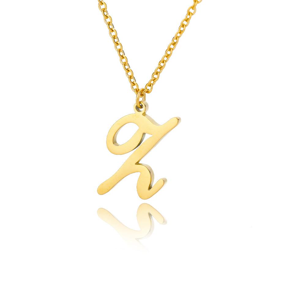 Women Stainless Steel 18K Gold Plated Letter Name Pendant Collarbone Chain