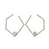 Rhinestone heart-shaped earrings earrings bride irregular polygonal earrings temperament geometric earrings silver