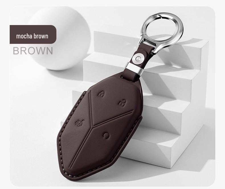 Leopard Titanium 7/3 Denza B8 Car Key Case with Hanging Buckle