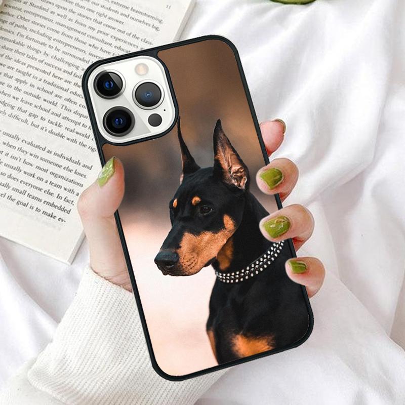 Cartoon Doberman Dog Phone Case Cover for iPhone 17 Air 16 16e 12 11 13 14 15 Pro Max for Apple Plus Coque